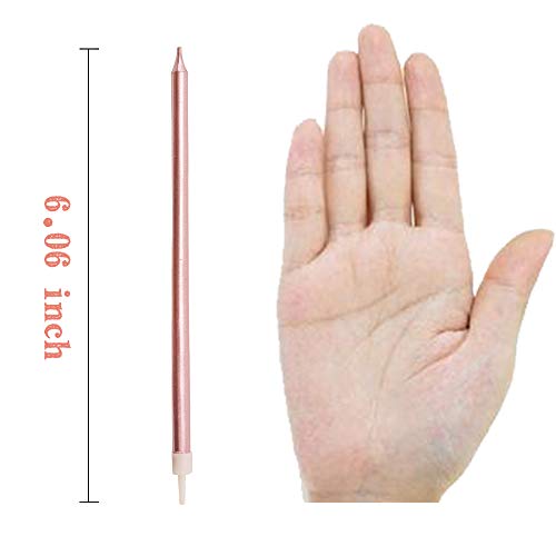 XNOVA 12 Count Long Thin Champagne Pink Birthday Cake Candles in Holders for Birthday Wedding Party Cupcake Decorations Tall Candles - Image 2