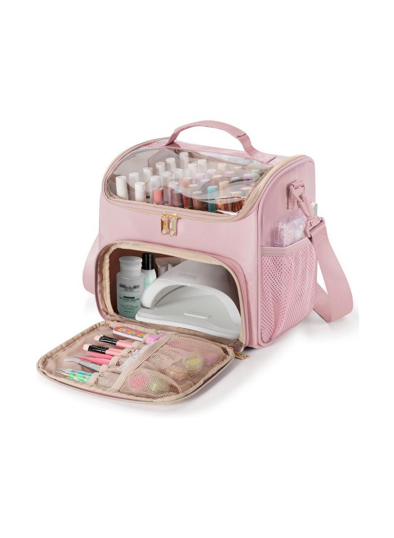 Double Layer Nail Storage Bag Large Capacity 42 Bottles Gel Polish Shockproof Portable Manicure Pouch