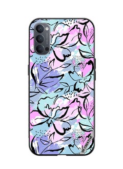 Protective Case Cover For Oppo Reno4 Abstract Flowers Print Design Multicolour