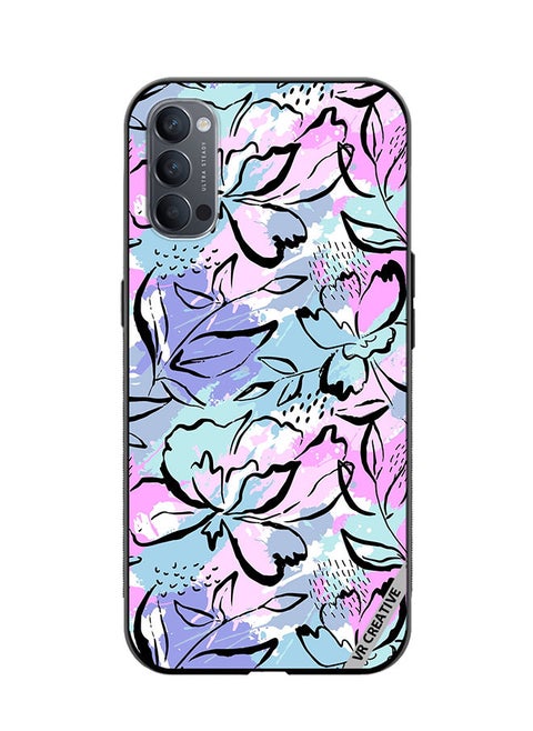Protective Case Cover For Oppo Reno4 Abstract Flowers Print Design Multicolour