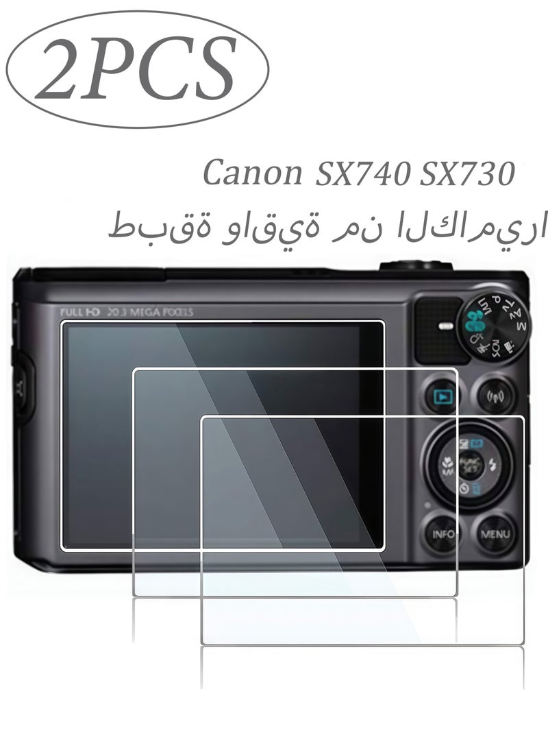 2 قطعة واقي شاشة متوافق مع كاميرا Canon Powershot SX740 HS SX730 HS الرقمية واقي شفاف مضاد للخدش من الزجاج المقوى Clera غطاء واقي صلب لجلسات التصوير اليومية والتصوير الفوتوغرافي أثناء السفر - Image 1