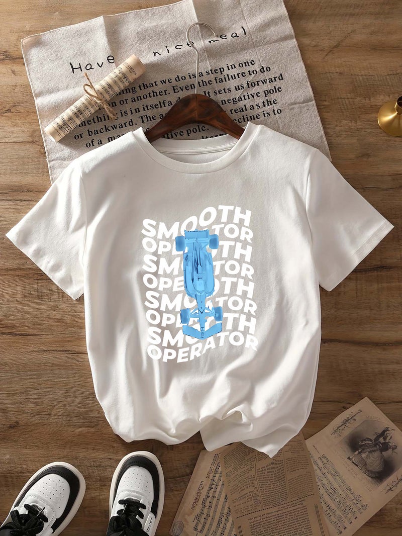 Independent Station Women'S Tops Round Neck Cartoon Printed Short-Sleeved T-Shirt-M - Image 1