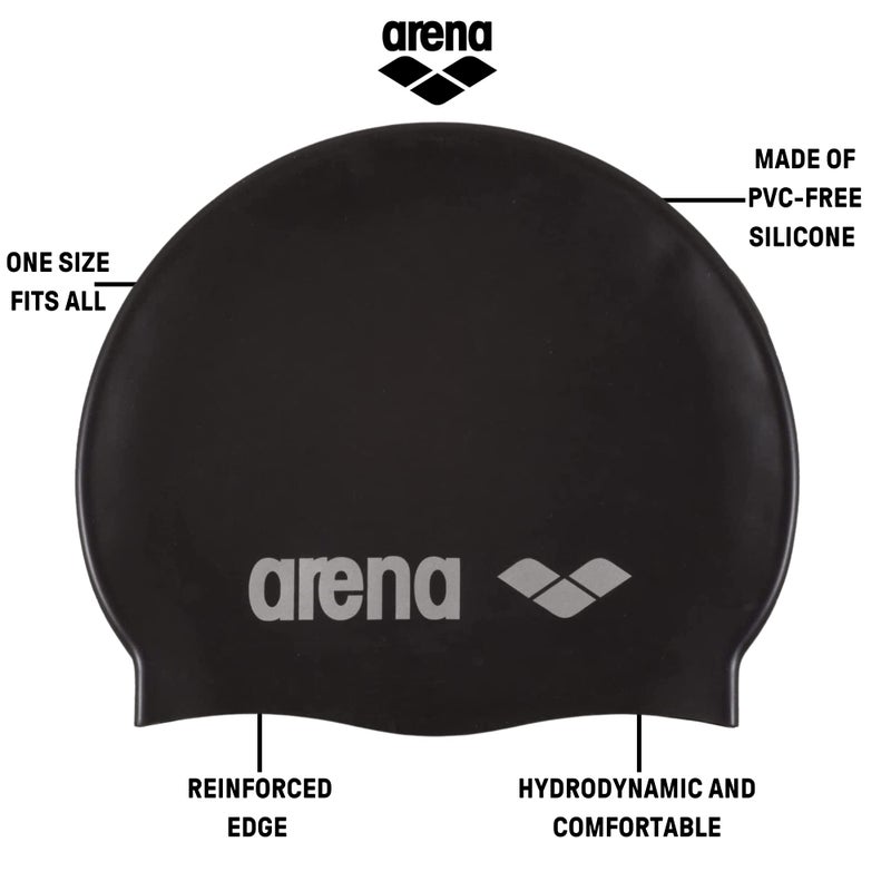 Arena Classic Unisex Soft Silicone Swim Cap for Women and Men, Intensive Training and Racing Comfortable Non-Slip Long Hair Swimming Hat, SkyBlue/White - Image 2