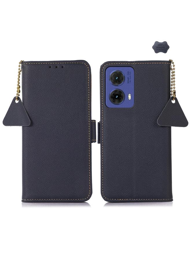 S-TOP Case For Motorola Moto G85 Side-Magnetic TJ Genuine Leather RFID Phone Case - Image 1