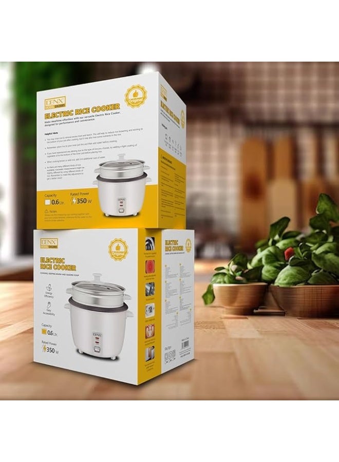دينكس طباخ الأرز الكهربائي DENX DX2085 سعة 0.6 لتر بقدرة 350 وات - طباخ صغير متعدد الوظائف للأرز والحساء والحساء | وعاء داخلي غير لاصق، تسخين سريع، الحفاظ على الدفء تلقائيًا، سهل التنظيف، 220-240 فولت - Image 2