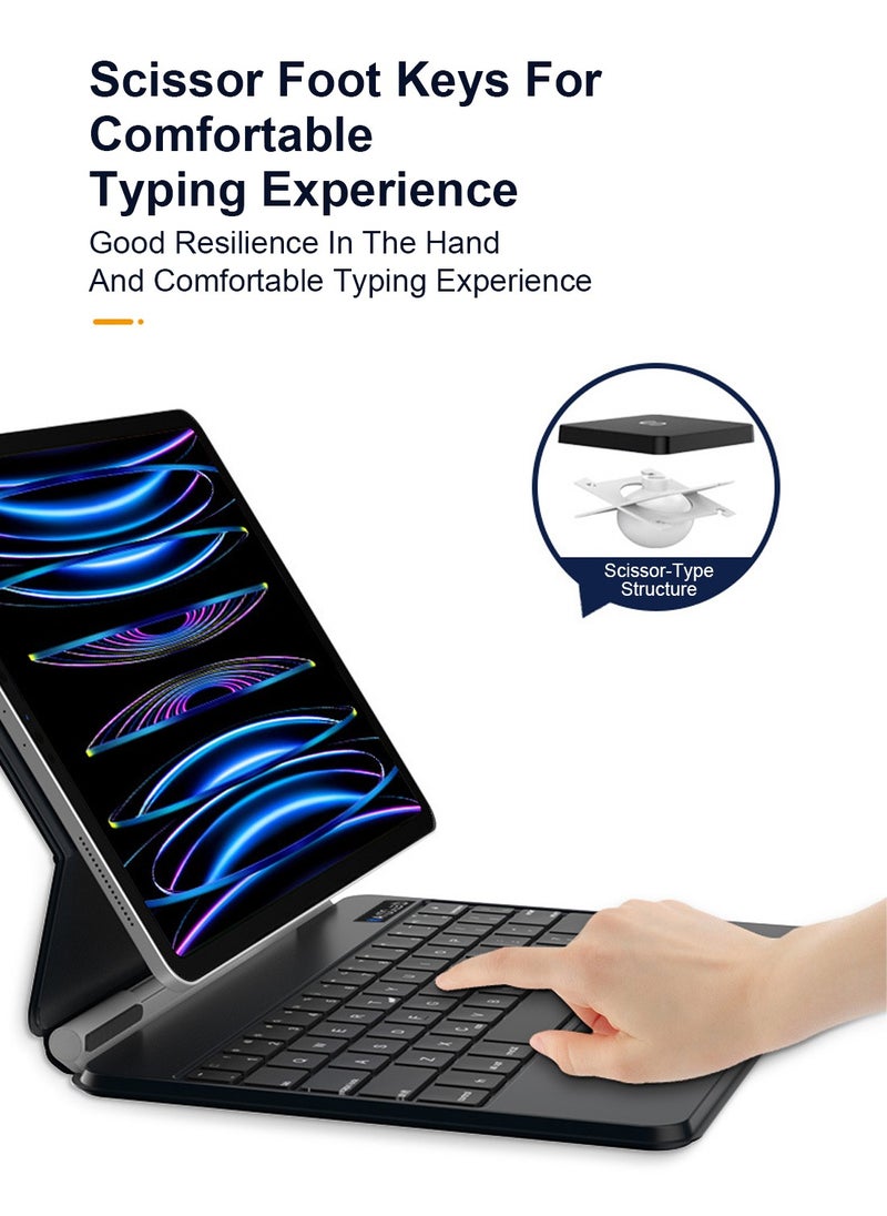 FlashHawk - Arabic English Wireless Magic Keyboard for iPad Pro 11-inch, iPad Air 4/5 10.9-inch Black - Image 1