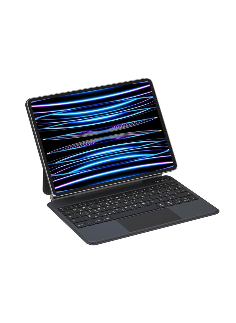 FlashHawk - Arabic English Wireless Magic Keyboard for iPad Pro 11-inch, iPad Air 4/5 10.9-inch Black - Image 1