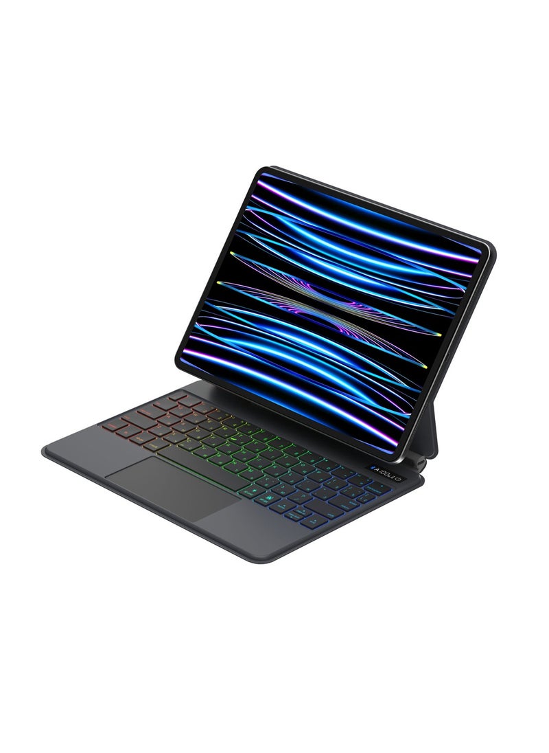 FlashHawk - Arabic English Wireless Magic Keyboard for iPad Pro 11-inch, iPad Air 4/5 10.9-inch Black - Image 1