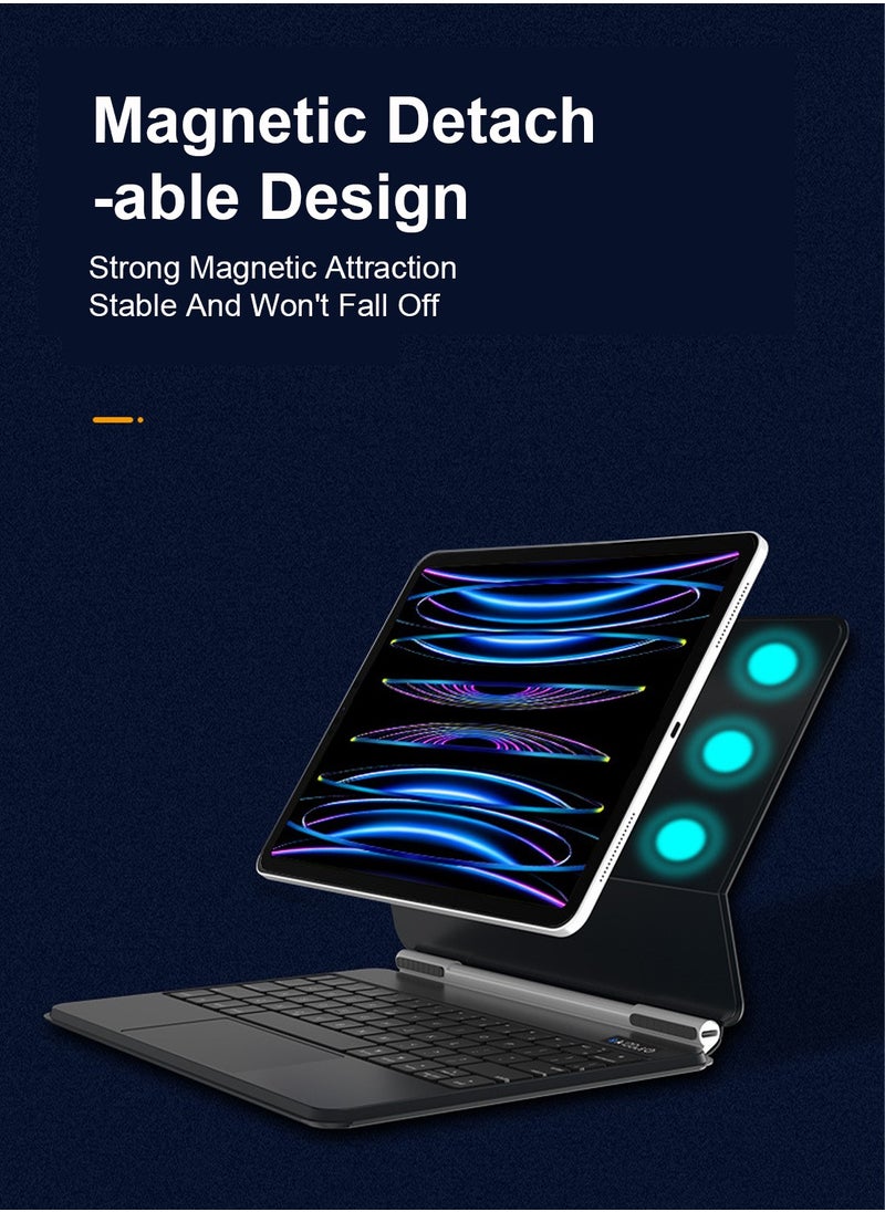 FlashHawk - Arabic English Wireless Magic Keyboard for iPad Pro 11-inch, iPad Air 4/5 10.9-inch Black - Image 1