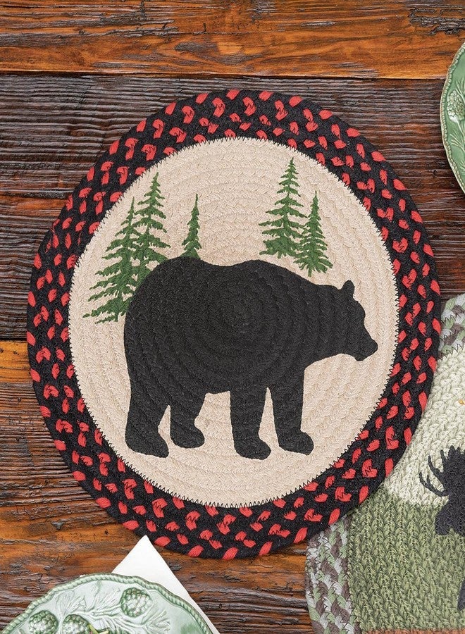 BLACK FOREST DECOR Bear Silhouette Braided Placemat, Cotton, 15" Dia.
