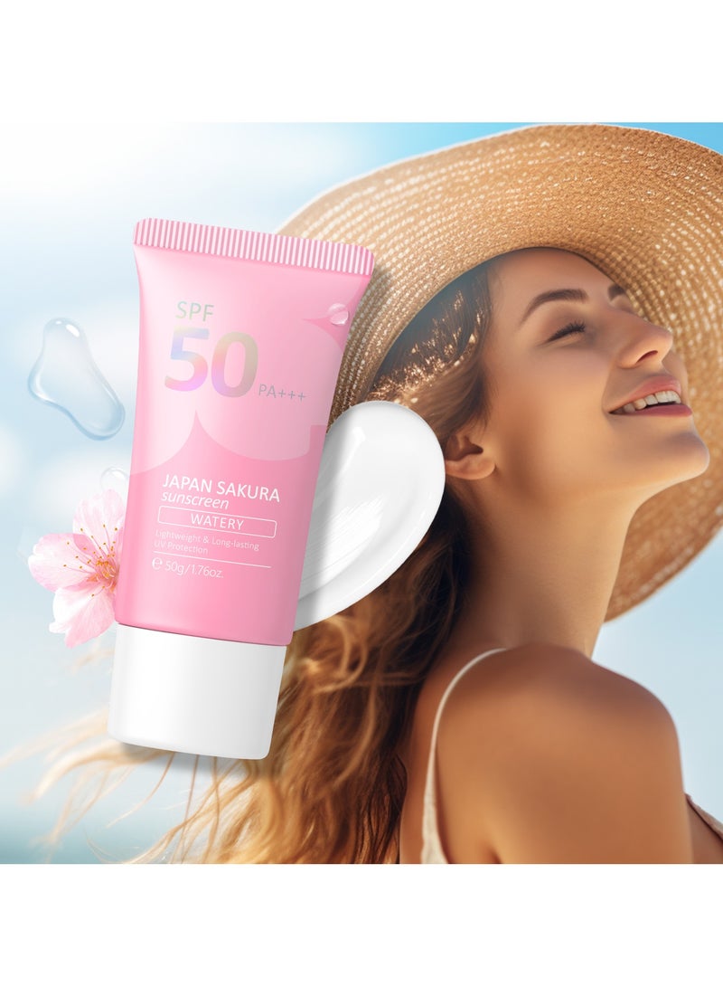 لايكو واقي الشمس المائي ساكورا من لايكو اليابان، عامل حماية من الشمس 50 PA+++، قوام منعش، حماية من الأشعة فوق البنفسجية وطويل الأمد - 50 جم - Image 2