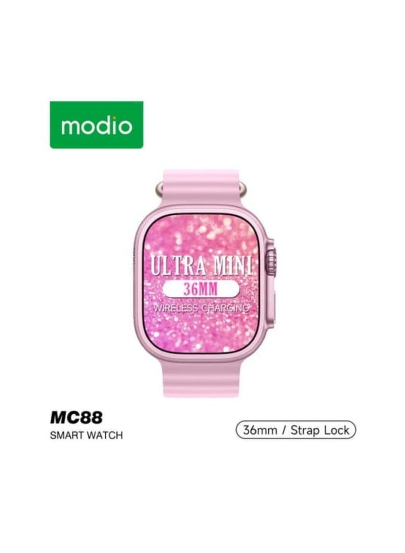 Modio MC88 Ultra Mini 36 MM Wireless Charging_Strap Lock_Screw Model Smartwatches_Pink