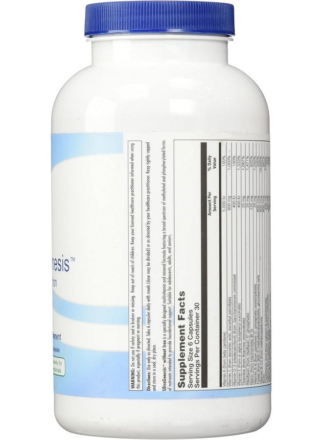 Nutra BioGenesis نوترا بيوجينيسيس ألترا جينيسيس بدون حديد - متعدد الفيتامينات/المعادن، إينوزيتول، كولين وPABA لدعم الطاقة، التغذية والأيض - 180 كبسولة - Image 2