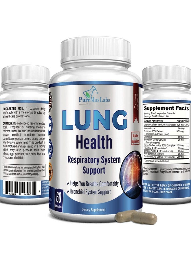 YUMMYVITE Lung Support Supplement, Lung Cleanse & Lung Detox Formula, Lung Health Support for Clear Lungs, Comfortable Breathing, Bronchial Health, 60 Capsules - Image 1