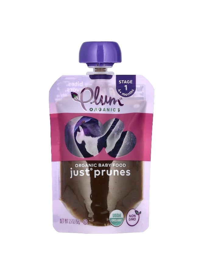 Plum Organics Plum Organics, Organic Baby Food, 4 Months+, Just Prunes, 3.5 oz (99 g)  - Image 1