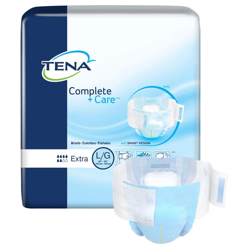 Tena TENA Complete Care Briefs Incontinence Disposable Moderate Absorbency Large 24 Count 3 Packs 72 Total