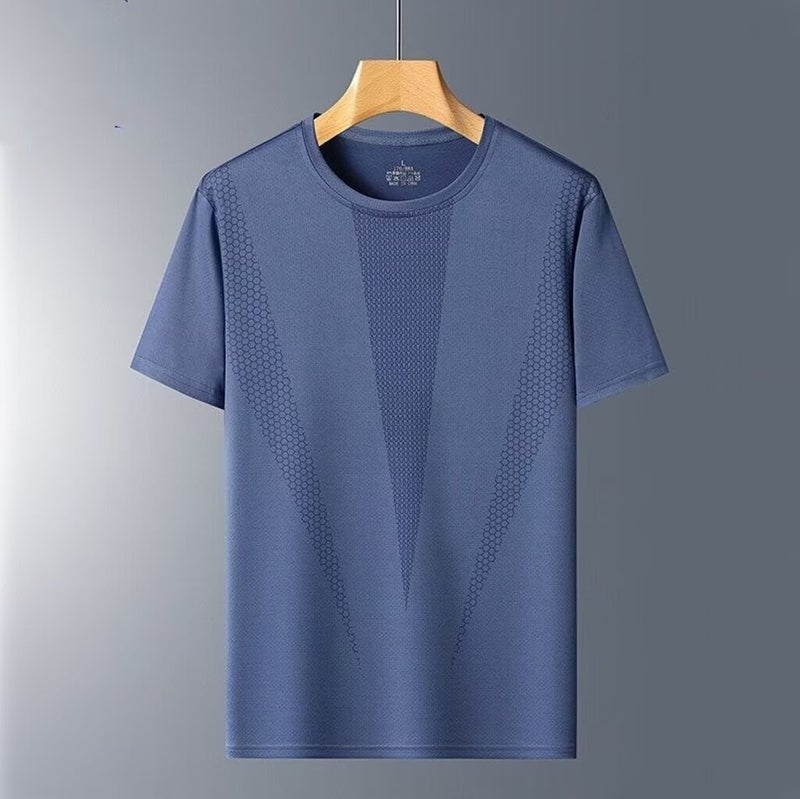 Short-Sleeved T-Shirt Men'S Summer Ice Silk All-Match Half-Sleeved Men'S Casual Plus Size T-Shirt Men'S Quick-Drying Loose Top T-Shirt - Image 1