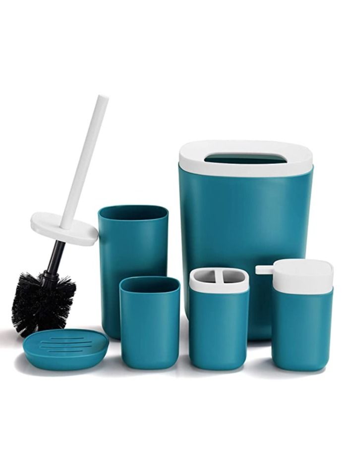 SANITARY Ware's Window 6-Piece Bathroom Accessories Set-Blue/white - Image 1