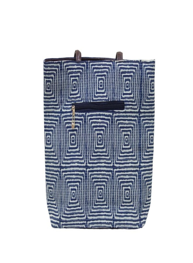 SHIVKARI Women's Ladies Traditional Ikkat Cotton 5 Pieces Combo Bag - Blue - Image 2