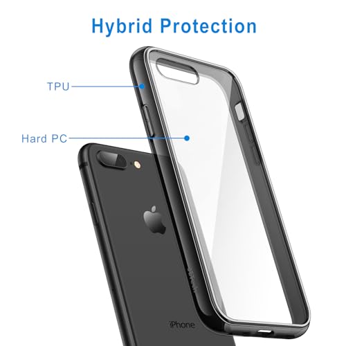 JETech Case for iPhone 8 Plus and iPhone 7 Plus 5.5-Inch, Non-Yellowing Shockproof Phone Bumper Cover, Anti-Scratch Clear Back (Black) - Image 3