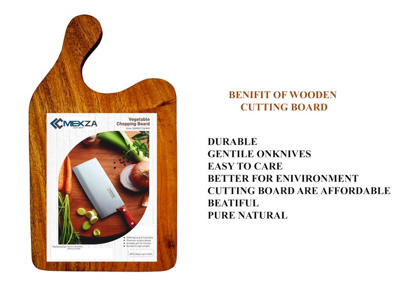 MEXZA™ Single Piece Wooden Cutting Chopping Board for Kitchen |Reversible Cutting Board | No Dyes or Polish or Varnish - Natural Finish | Non Slip Chopping Board Wooden, (One Size .) - Image 2