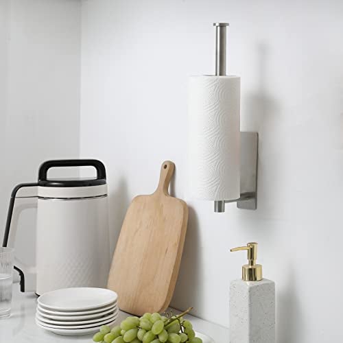 theaoo Under Cabinet Paper Towel Holder for Kitchen, Adhesive Paper Towel Roll Rack for Bathroom Towel, SUS304 Stainless Steel Wall Mount, Both Available for Adhesive and Screws - Image 3