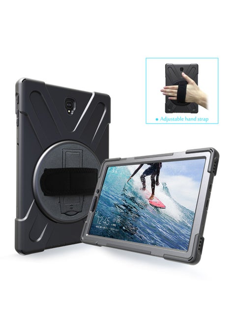 Suitable For Samsung Tab S4 T830 Pirate King Rotating Bracket Silicone Drop-resistant Tablet Cover T835 Strap Back Case-Color:Black-Applicable Model:Samsung Tab Active Pro 10.1 2019 T540 (full Set)