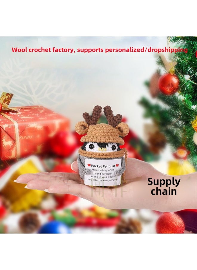 Generic - Elk Wool Hand-crocheted Positive Energy Potato Penguin Doll Funny Cucumber Panda Tomato Pendulum-color:No Peeling Corn - Image 1