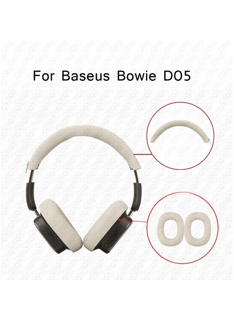 Replacement Headphone Headband Cushion Protective Cover Protector/Silicone Earphone Cushion Earpads for Baseus D05-off-white  - Image 1