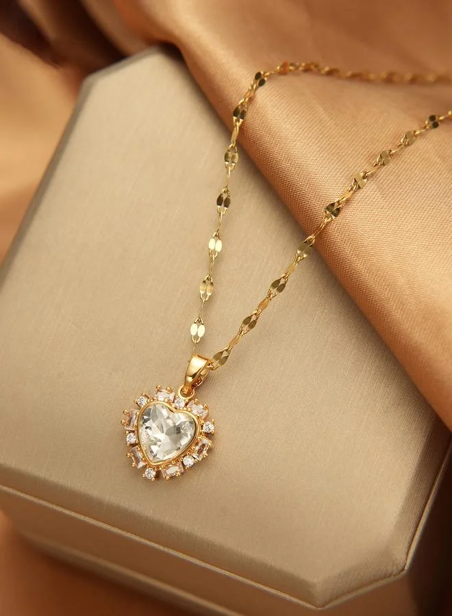 Take Two Take Two Heart Shape Embellished Drop Necklace