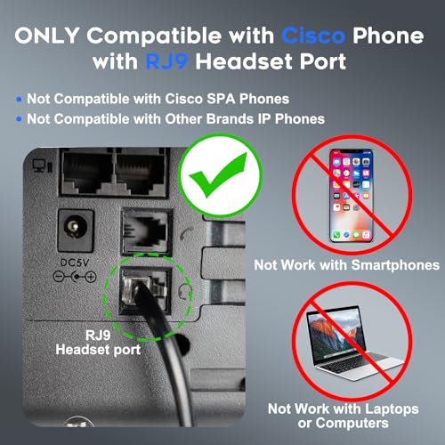 MKJ سماعة هاتف MKJ مع ميكروفون لإلغاء الضوضاء سماعة سلكية RJ9 لمركز الاتصال متوافقة مع هواتف سيسكو CP-7821 7841 7940 7945G 7960 7962G 7965G 7975G 8811 8851 9951 9971 - Image 2