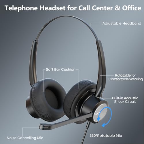 MKJ سماعة هاتف MKJ مع ميكروفون لإلغاء الضوضاء سماعة سلكية RJ9 لمركز الاتصال متوافقة مع هواتف سيسكو CP-7821 7841 7940 7945G 7960 7962G 7965G 7975G 8811 8851 9951 9971 - Image 4