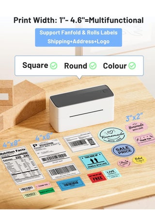 241-BT Bluetooth Thermal Label Printer,  Wireless Shipping Label Printer for Home, Office and Business, Label Printer for Shipping Packages, Compatible with iPhone, Android .It contains 10 sheets of 4X6" white paper.(White Black) - view 4