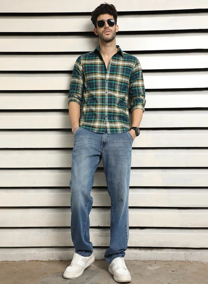 HIGH STAR Regular Fit Check Shirt for Men - Multicolor Cotton