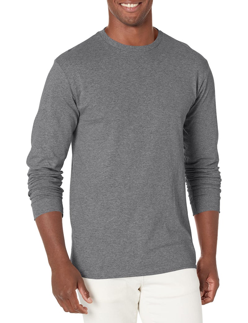 Soffe mens Long-sleeve Cotton T-shirt athletic t shirts, Charcoal Heather, Medium US - Image 5