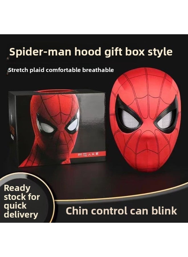 Loquat Spiderman Mask  Glowing Eye Movements Hero's Expedition Cosplay Headwear Mask Plastic Funny Toy For Teens-Color:Red Spider Headgear-Eye Movable Gift Box - Image 1