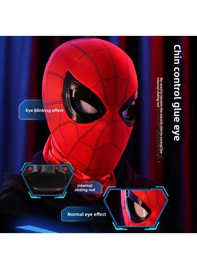 Loquat Spiderman Mask  Glowing Eye Movements Hero's Expedition Cosplay Headwear Mask Plastic Funny Toy For Teens-Color:Red Spider Headgear-Eye Movable Gift Box - Image 4