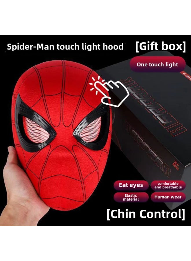 Loquat Spiderman Mask  Glowing Eye Movements Hero's Expedition Cosplay Headwear Mask Plastic Funny Toy For Teens-Color:Red Spider Headgear-Eye Movable Gift Box - Image 3
