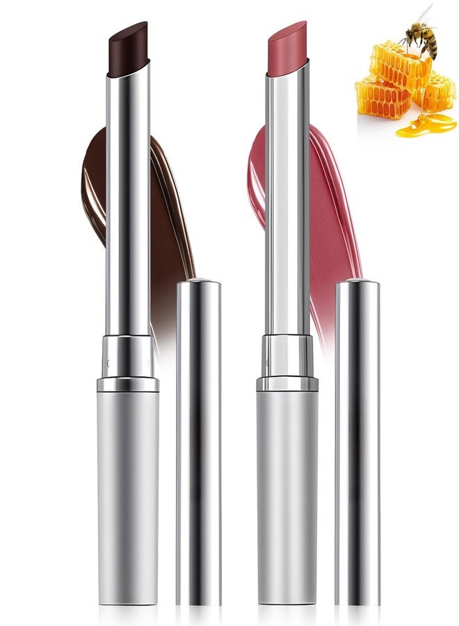 BERALLOYE 2pcs-Honey Lip Balm,Tinted Lip Balm for Women-Sheer Hydrating Lipstick,Moisturizing Lip Color for All Skin Tones -Natural Black Cherry Tint,Gifts Suitable for Girls(Black+Pink - Image 1