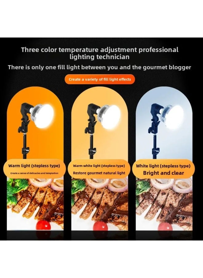 Generic - Adjustable LED Photography Bulb Remote Control Desktop Food Lighting Jewelry Live Broadcast Props Camera Lighting Bulbs-Light Source Color:Desktop Short Disc Holder 65W Single White Light Single Lamp Set - Image 1