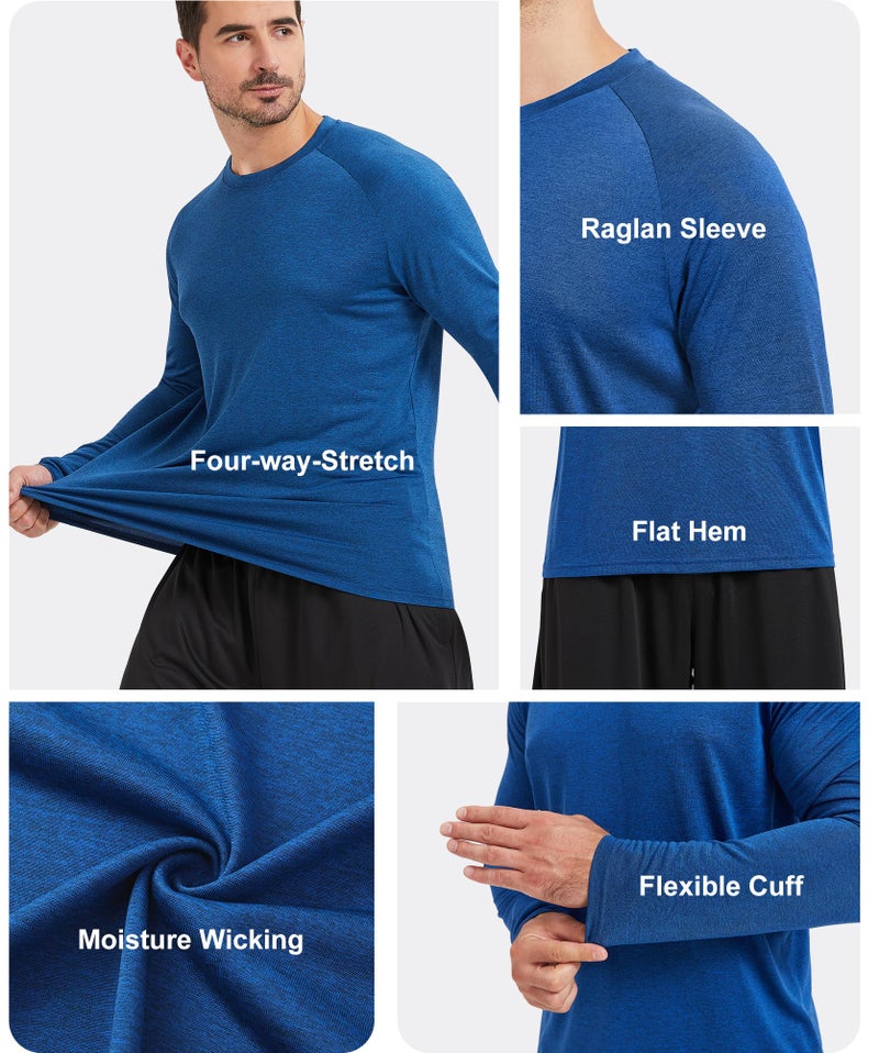 MLYENX 5 Pack Long Sleeve Shirts for Men UPF 50+ UV Sun Protection Quick Dry Moisture Wicking Workout Tee Shirts M - Image 4