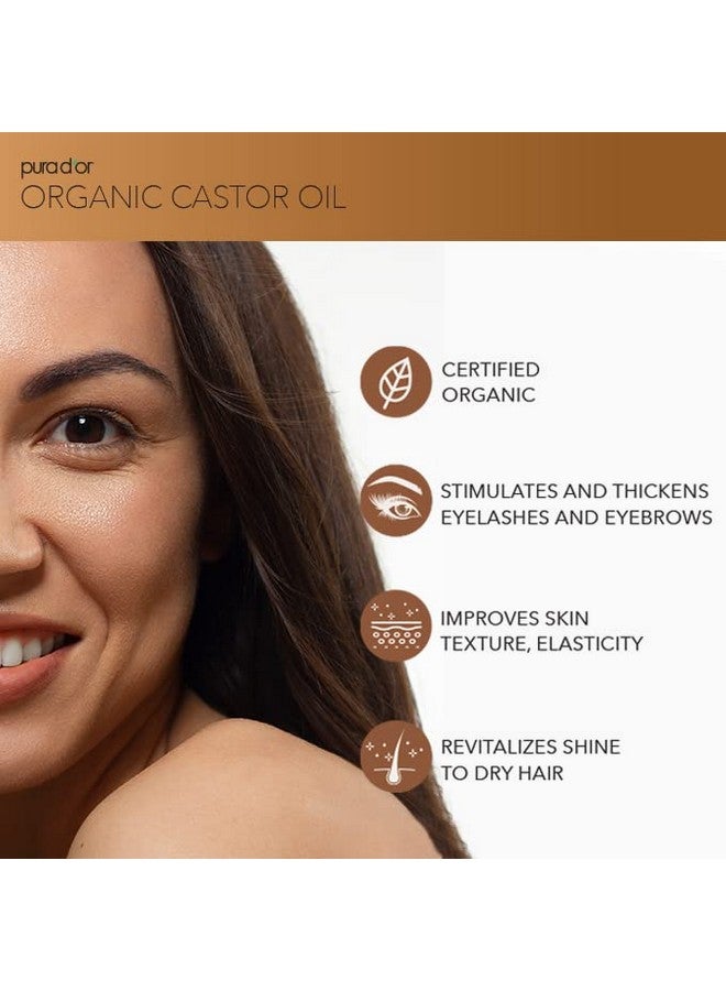 Pura d'or 16 Oz Organic Castor Oil100% Pure Usda Certified Cold Pressed Hexane Free Eyelash & Eyebrow Growth Serumfor Fuller Thicker Lashes & Browsskin & Hair Moisturizerbulk Size  - Image 3