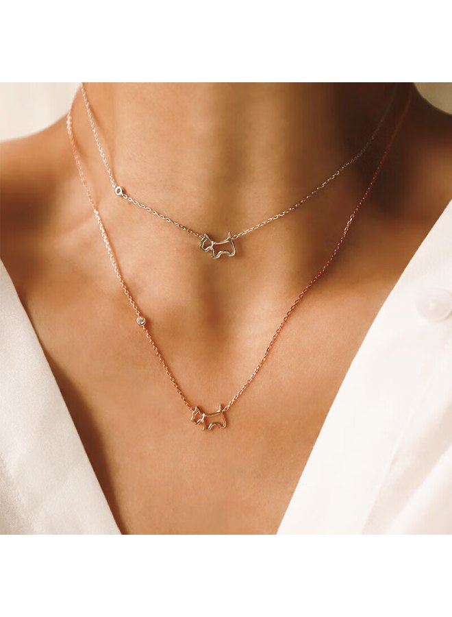 Agatha Exquisite Hollow Dog Silver Necklace For Women, Qixi Valentine's Day Birthday Gift For Girlfriend, Elegant Pendant - Image 2
