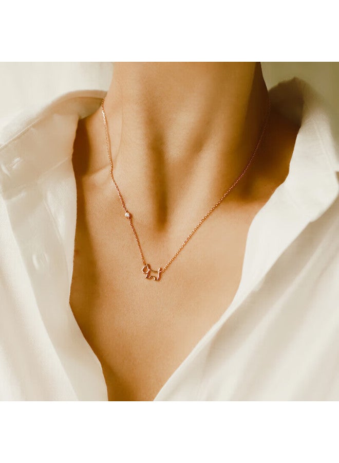 Agatha Exquisite Hollow Dog Silver Necklace For Women, Qixi Valentine's Day Birthday Gift For Girlfriend, Elegant Pendant - Image 1
