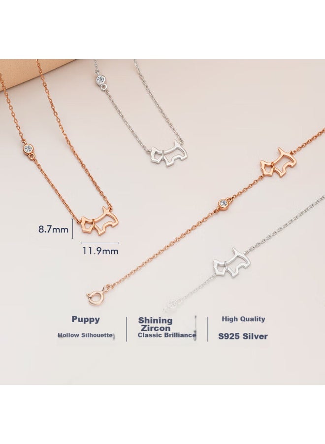 Agatha Exquisite Hollow Dog Silver Necklace For Women, Qixi Valentine's Day Birthday Gift For Girlfriend, Elegant Pendant - Image 3