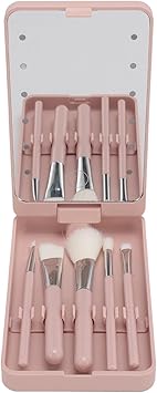 Dpofirs Travel Size Makeup Brushes Mini Set with Case Light Mirror 5 Pcs Small Cosmetic Brushes Brush Travel Essentials Kits for Women Girls Foldable - Image 2