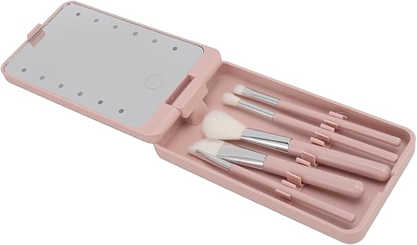 Dpofirs Travel Size Makeup Brushes Mini Set with Case Light Mirror 5 Pcs Small Cosmetic Brushes Brush Travel Essentials Kits for Women Girls Foldable - Image 5