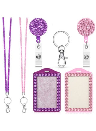 2 Set Rhinestone Bling Lanyard With Id Badge Holder Sparkly Lanyard For Id Badge Diamond Crystal Id Card Holder Retractable Lanyard With Metal Clasp Key Ring(Pink, Purple) - pzsku/Z89FD2DC0A619087A9B5FZ/45/_/1731922230/be6d927b-f488-4faa-881e-b5a54642942e