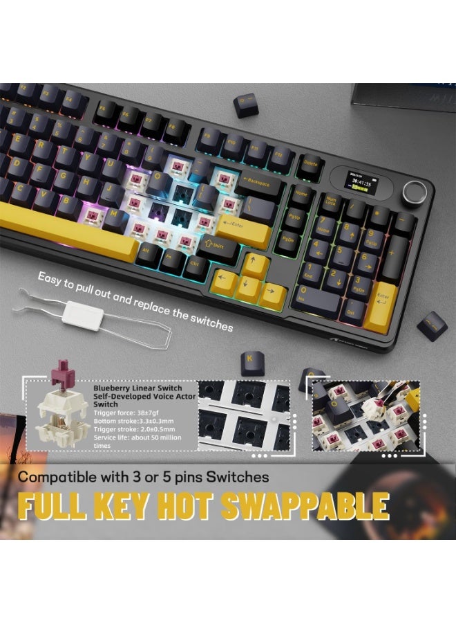 Attack Shark X98 Pro Wireless Mechanical Keyboard with Screen & Knob, 2.4G/USB-C/BT5.0 Gasket Hot Swappable Creamy Keyboard102 Keys, Web Driver RGB Gaming Keyboard for PC/Mac/PS4/Xbox - Image 5