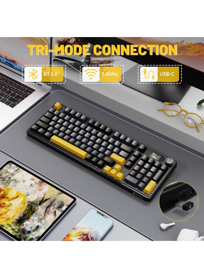 Attack Shark X98 Pro Wireless Mechanical Keyboard with Screen & Knob, 2.4G/USB-C/BT5.0 Gasket Hot Swappable Creamy Keyboard102 Keys, Web Driver RGB Gaming Keyboard for PC/Mac/PS4/Xbox - Image 3